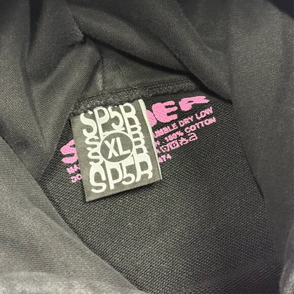 Sp5der P*nk Hoodie Nevermind The Slime Made in USA Cotton Black Oversized XL - Picture 5 of 9